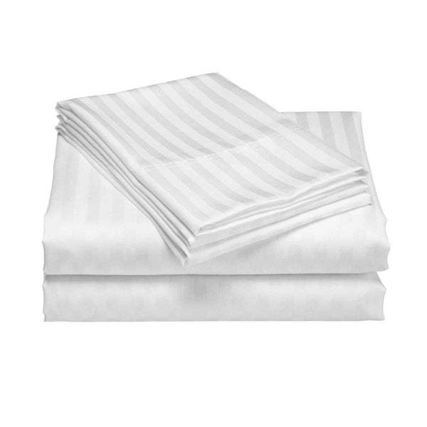 Royal Comfort 1200 Thread Count Damask Stripe Cotton Blend Sheet Sets Queen White Comforter Sets Queen