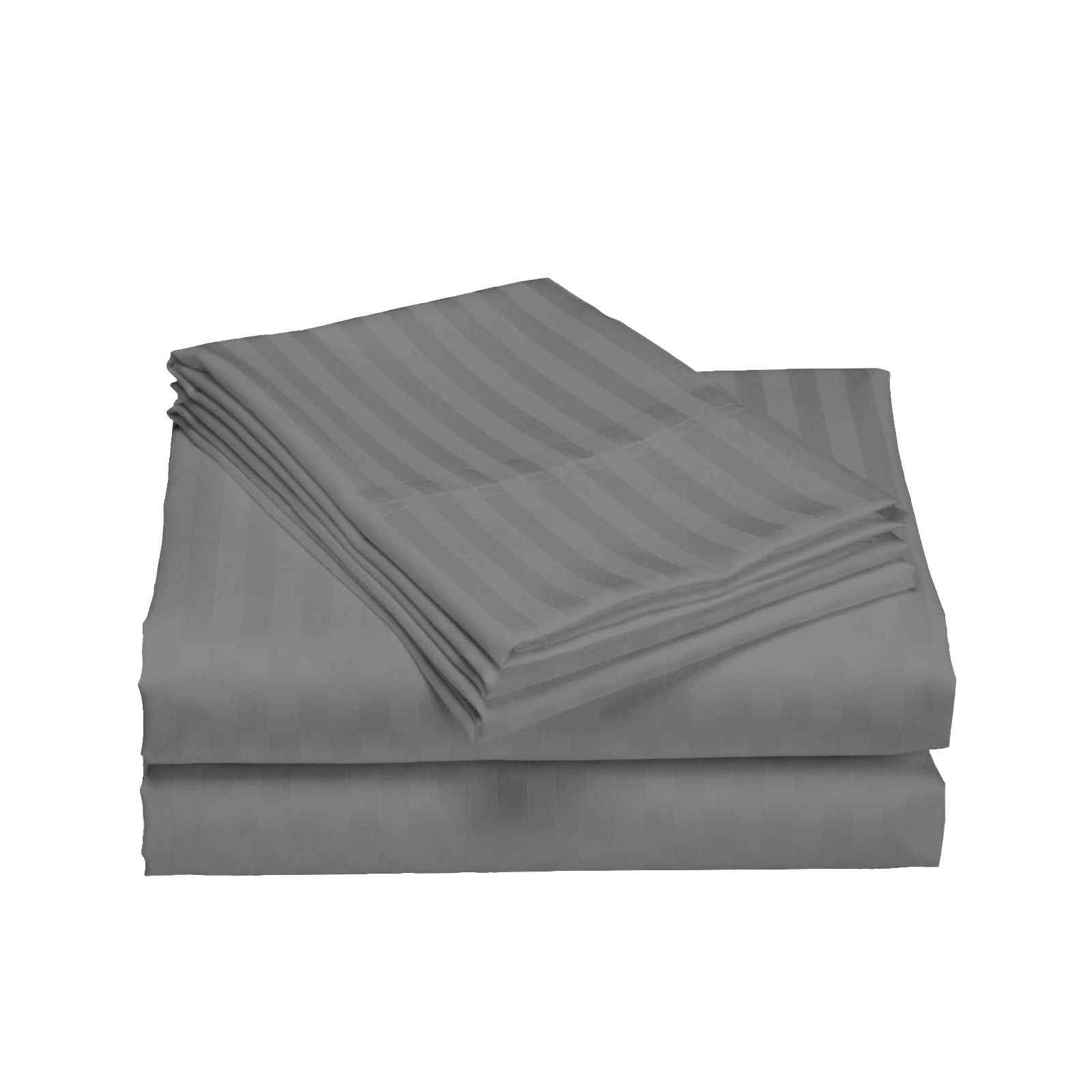 Royal Comfort 1200 Thread Count Damask Stripe Cotton Blend Sheet Sets Queen Charcoal Grey Sheets
