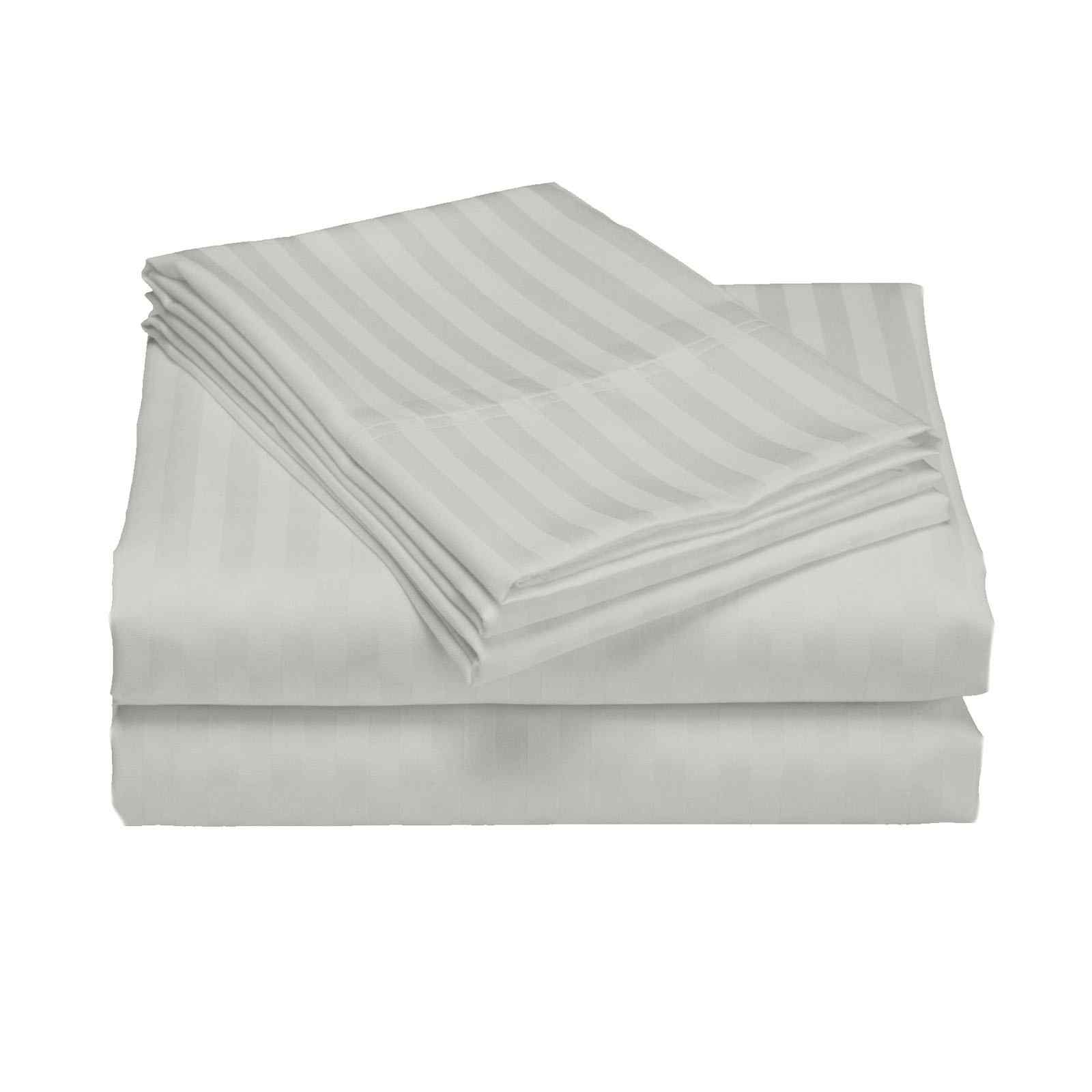 Royal Comfort 1200 Thread Count Damask Stripe Cotton Blend Sheet Sets Queen Silver Sheets