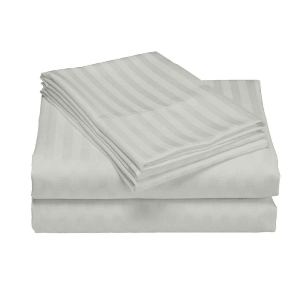 Royal Comfort 1200 Thread Count Damask Stripe Cotton Blend Sheet Sets Queen Silver Sheets