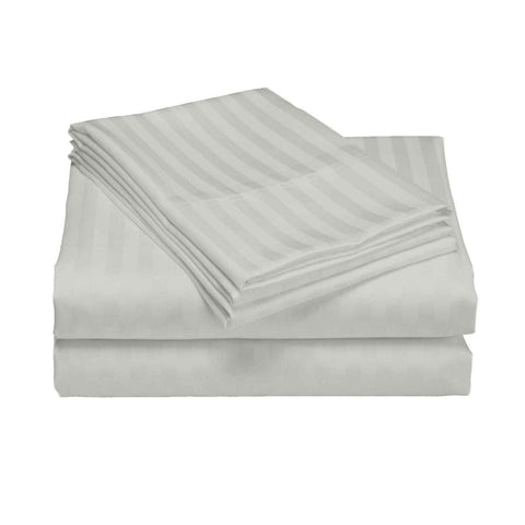 Royal Comfort 1200 Thread Count Damask Stripe Cotton Blend Sheet Sets Queen Silver Sheets