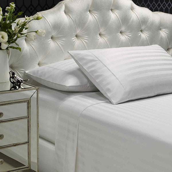 Royal Comfort 1200 Thread Count Damask Stripe Cotton Blend Sheet Sets King White Sheets