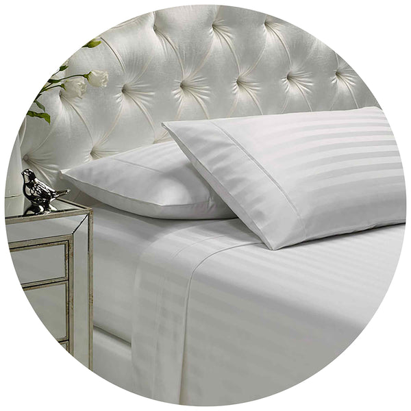 Royal Comfort 1200 Thread Count Damask Stripe Cotton Blend Sheet Sets King White Sheets