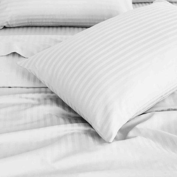 Royal Comfort 1200 Thread Count Damask Stripe Cotton Blend Sheet Sets King White Sheets