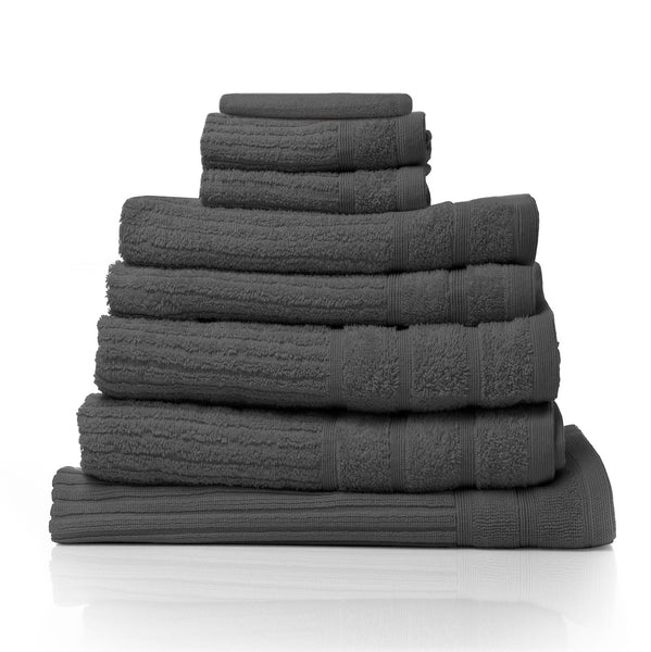 Royal Comfort Eden Egyptian Cotton 600 Gsm 8 Piece Towel Pack Granite Towels & Washcloths