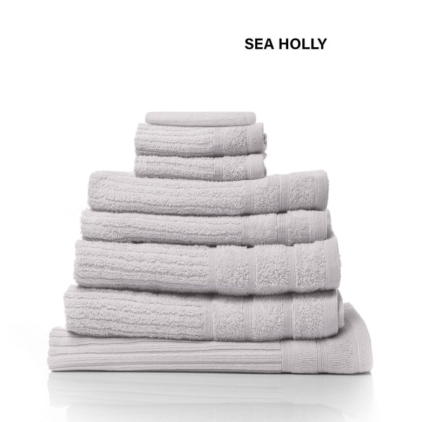 Royal Comfort Eden Egyptian Cotton 600 Gsm 8 Piece Towel Pack Sea Holly Towels & Washcloths