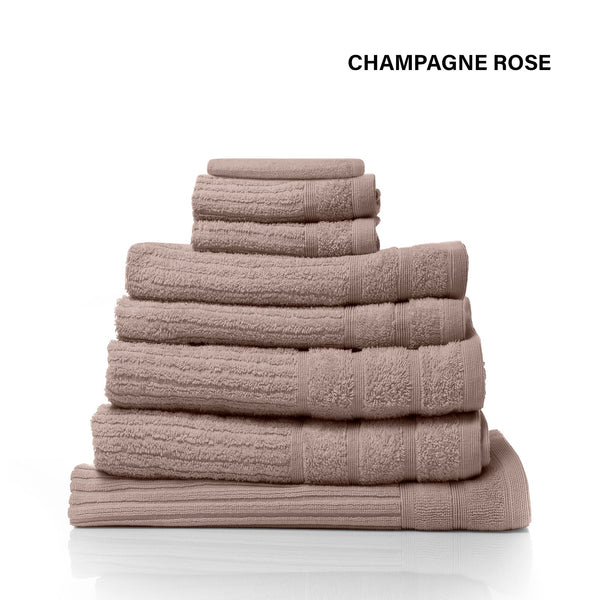 Royal Comfort Eden Egyptian Cotton 600 Gsm 8 Piece Towel Pack Champagne Rose Towels & Flannels