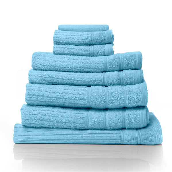 Royal Comfort Eden Egyptian Cotton 600 Gsm 8 Piece Towel Pack Aqua Towels & Washcloths