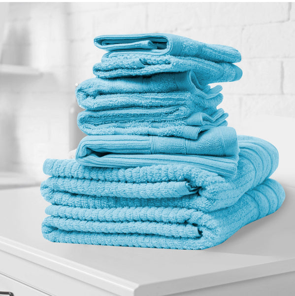 Royal Comfort Eden Egyptian Cotton 600 Gsm 8 Piece Towel Pack Aqua Towels & Washcloths