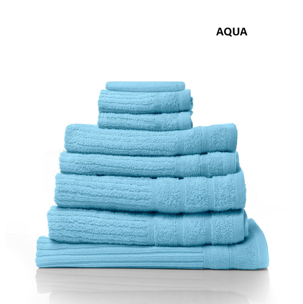 Royal Comfort Eden Egyptian Cotton 600 Gsm 8 Piece Towel Pack Aqua Towels & Washcloths