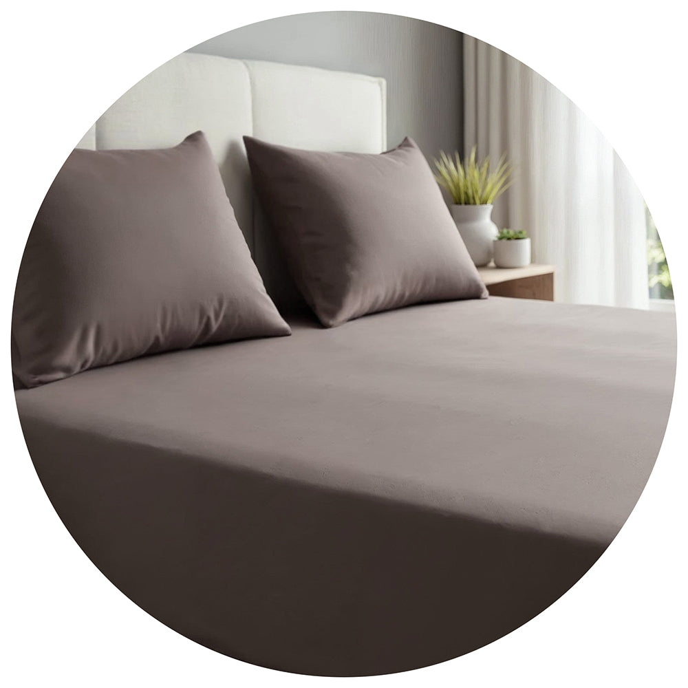 Royal Comfort 1500Tc Cotton Rich Fitted Sheet 3 Pc Set Double Dusk Grey Sheets