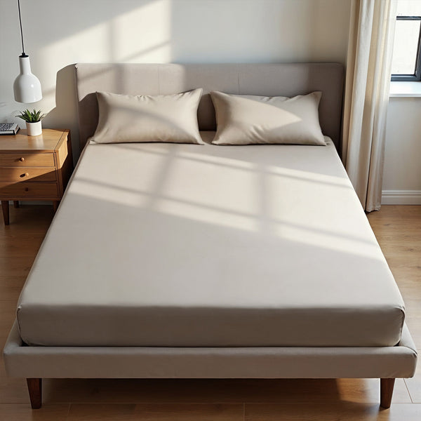 Royal Comfort 1500Tc Cotton Rich Fitted Sheet 3 Pc Set Double Stone Sheets