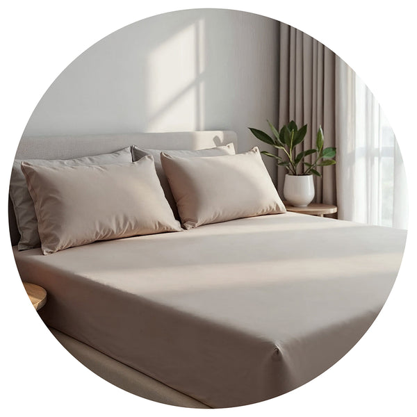 Royal Comfort 1500Tc Cotton Rich Fitted Sheet 3 Pc Set Double Stone Sheets