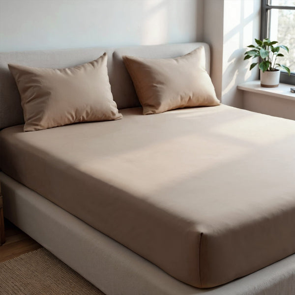 Royal Comfort 1500Tc Cotton Rich Fitted Sheet 3 Pc Set Double Stone Sheets