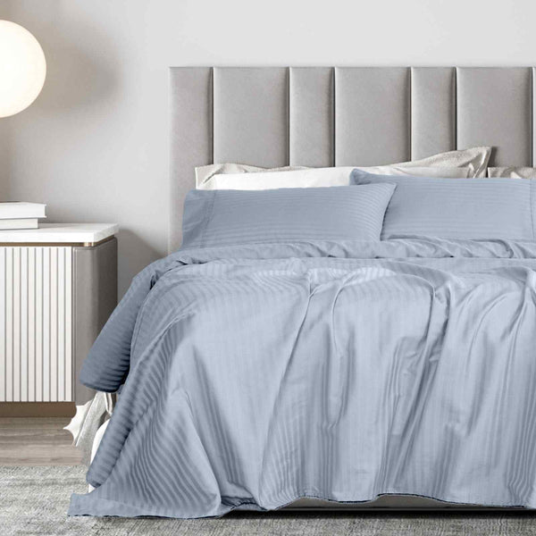 Royal Comfort 1200 Thread Count Damask Stripe Cotton Blend Sheet Sets King Blue Fog King Comforter Sets