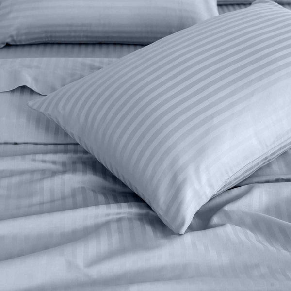 Royal Comfort 1200 Thread Count Damask Stripe Cotton Blend Sheet Sets King Blue Fog King Comforter Sets