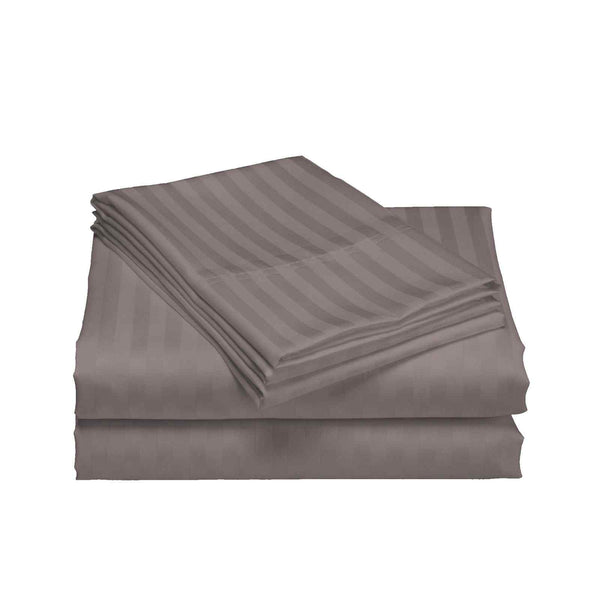 Royal Comfort 1200 Thread Count Damask Stripe Cotton Blend Sheet Sets King Pewter Sheets