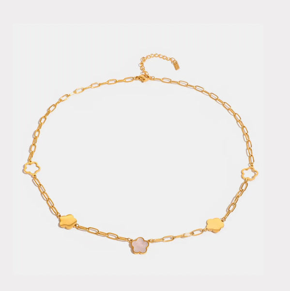 Veile Studios Stainless Steel White Mother Of Pearl Flower Necklace Necklaces & Pendants