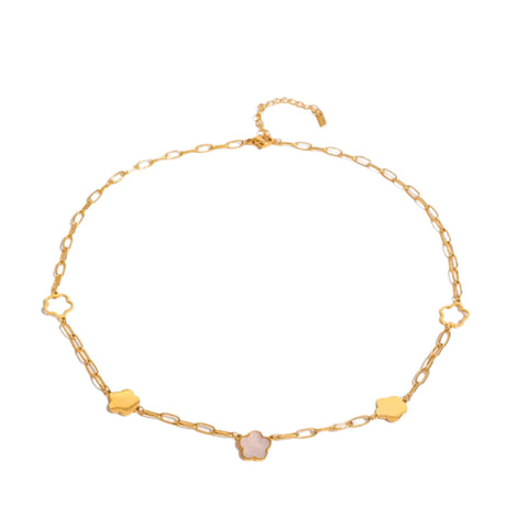 Veile Studios Stainless Steel White Mother Of Pearl Flower Necklace Necklaces & Pendants