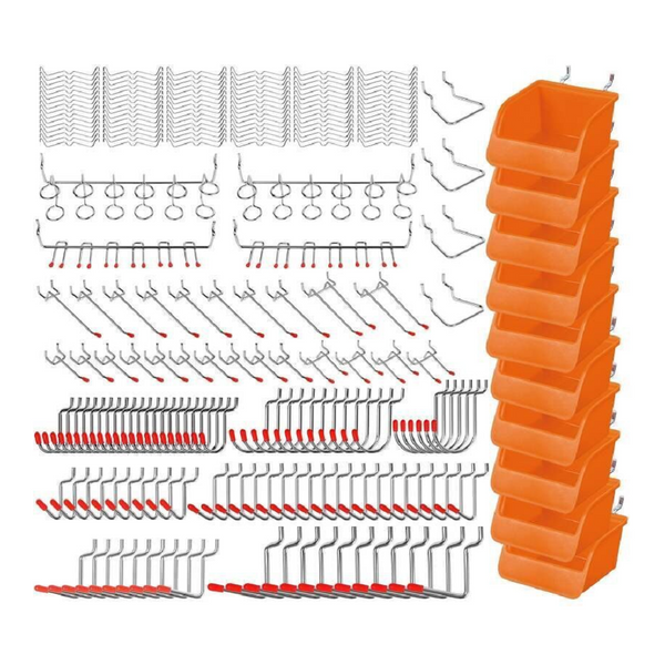 238Pc Pegboard Hooks Set Board Bins Parts Storage Assortment Tools Organiser Wall Tool Racks