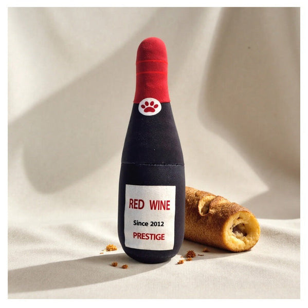 Dog Toy Realistic Wine Bottle Chew Resistant Self Entertainment Plush For Cats And Dogs Teeth Cleaning Sound Making Dog Toys