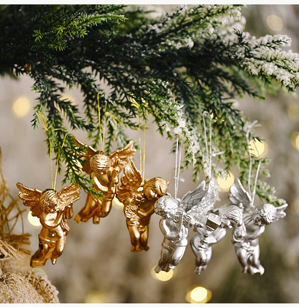 Christmas Decorations Gold And Silver Angel Ornaments Creative New Style Little Doll Hanging Tree Seasonal Decorations