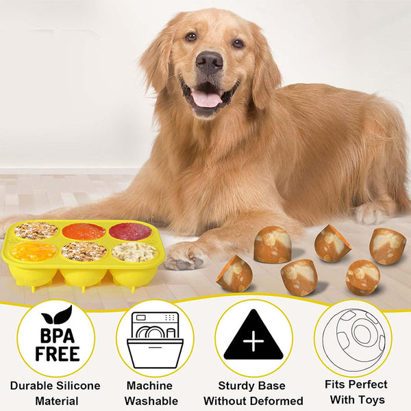 6 Cavity Dog Treat Molds Compatible With Woof & Power Chewer Pupsicle Silicone For Frozen Treats Reusable Toy Ice Pop Molds