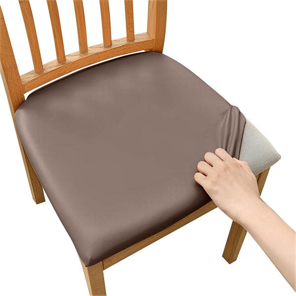 Plain Beige Stretch Chair Seat Cover For Dining Kitchen Washable Removable Chair Covers