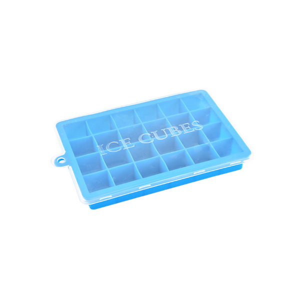 24 Grids Silicone Ice Cube Mode With Cover Frozen Tray Making Mold Blue Ice Cubes Trays & Moulds