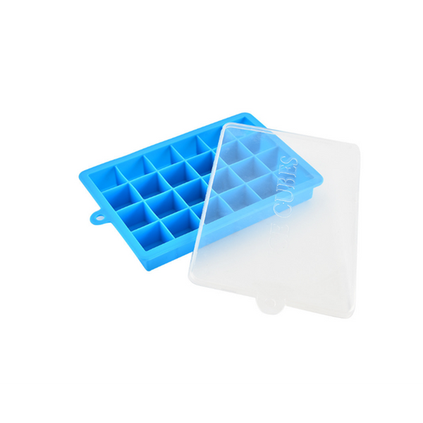 24 Grids Silicone Ice Cube Mode With Cover Frozen Tray Making Mold Blue