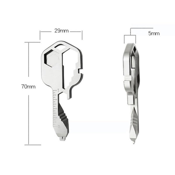 24 In 1 Stainless Steel Mini Multifunctional Screwdriver Key Shape Bottle Opener Slotted Keychain Pocket Repair Tool