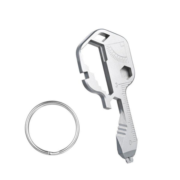 24 In 1 Stainless Steel Mini Multifunctional Screwdriver Key Shape Bottle Opener Slotted Keychain Pocket Repair Tool