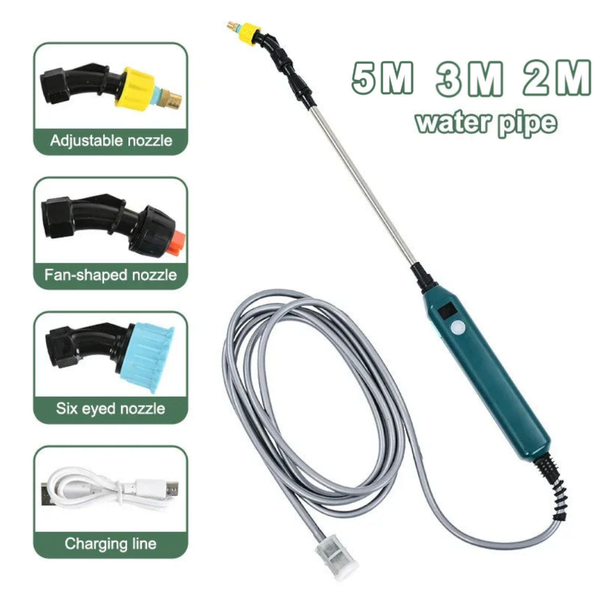 2400Mah Electric Sprayer Wand. 3 Nozzles High Pressure For Garden Plant Watering. Garden Sprayers