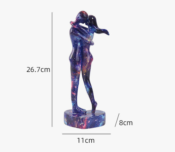 Home Water Transfer Printing Starry Sky Couple Kiss Hug Ornaments Plastic Resin Sculptures & Figurines