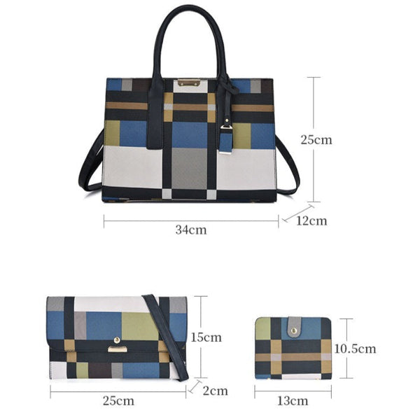 Korean Style Plaid Three-Piece Messenger Bag