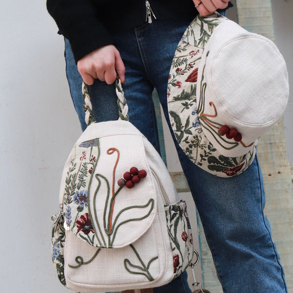 Weave Backpack Leisure Artistic Canvas Bag Size Cotton Packing Women's Bags & Handbags