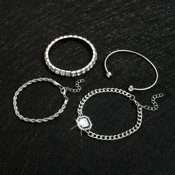 Veile Studios Fashion Jewelry Four Piece Crystal Bracelet Set Bohemian Design For Women Bracelets