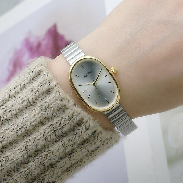 Oval Small Kit Bamboo Strap Girls Watch Fashion Quartz Timepiece Watches
