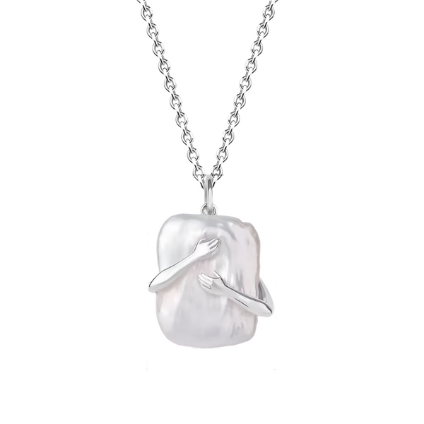 Veile Studios Unique Square Baroque Pearl Couple Pendant Necklace Valentines Day Lover Gift Party Jewelry Necklaces & Pendants