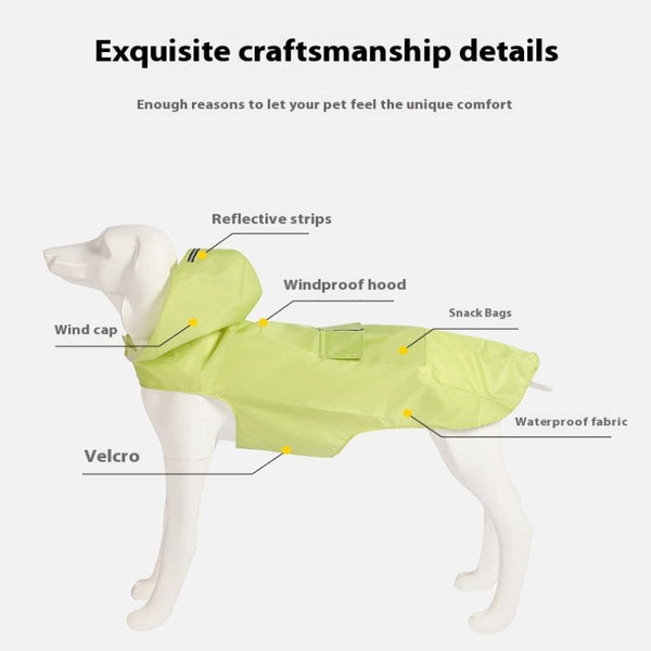 Reflective Large Dog Clothes Windproof Hooded Raincoat For Dogs Clothing Dog Clothing & Shoes