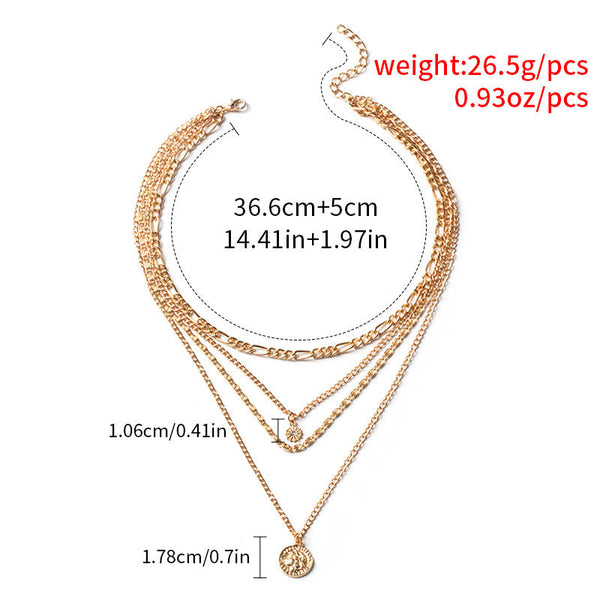 Veile Studios Chunky Gold Necklace Charm For Women Layered Silver Coin Jewelry Necklaces & Pendants