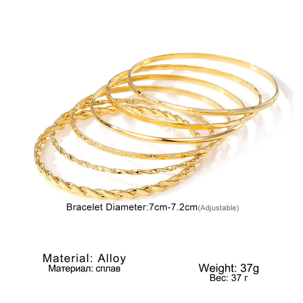 Veile Studios Bohemian Metal Chain Bracelet Set For Women Geometric Gold Colour Thick Link Bracelets