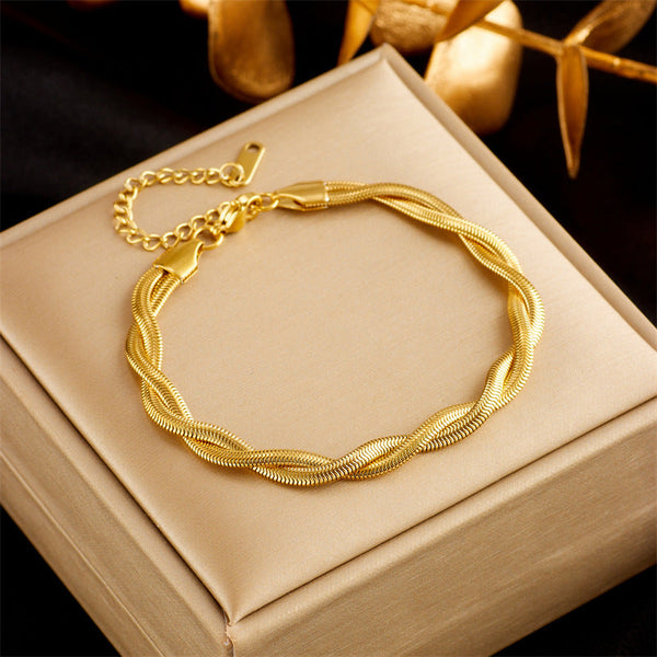 Veile Studios Stainless Steel Gold Plated Double Layer Bracelet For Women Fashion Jewellery Bracelets