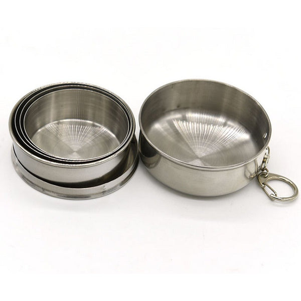 240Ml Stainless Steel Folding Cup Outdoor Travel Telescopic Collapsible Mug Camping Hiking Sports Bottle Other Bottles & Hydration