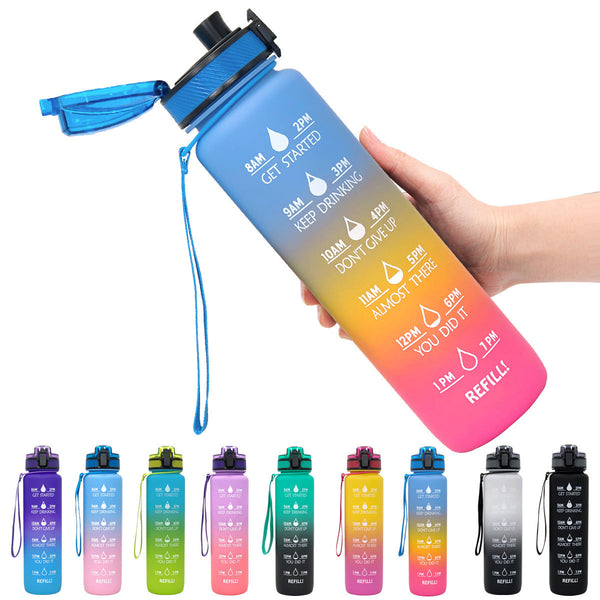 1 Litre Tritan Water Bottle With Time Marker For Sports And Fitness Activities Water Bottles