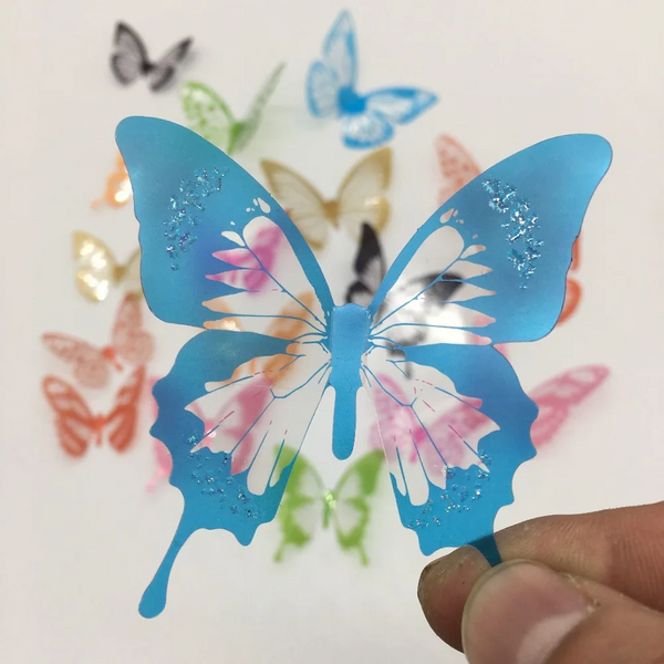 18Pcs/Set Black And White Crystal Butterflies Wall Sticker For Kids Rooms Art Mural Refrigerator Wedding Decoration Decals Wall Stickers