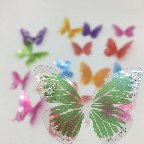 18Pcs/Set Black And White Crystal Butterflies Wall Sticker For Kids Rooms Art Mural Refrigerator Wedding Decoration Decals Wall Stickers