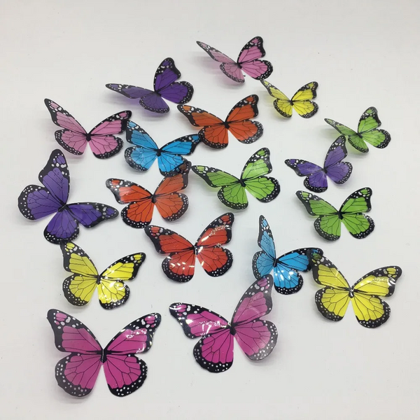 18Pcs/Set Black And White Crystal Butterflies Wall Sticker For Kids Rooms Art Mural Refrigerator Wedding Decoration Decals Wall Stickers