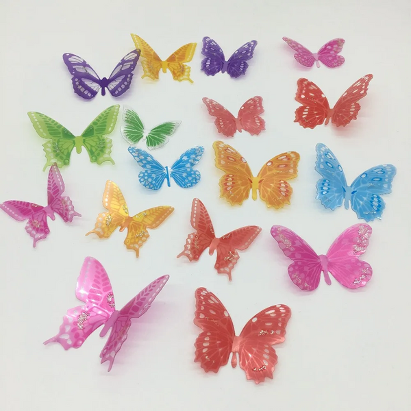 18Pcs/Set Black And White Crystal Butterflies Wall Sticker For Kids Rooms Art Mural Refrigerator Wedding Decoration Decals Wall Stickers