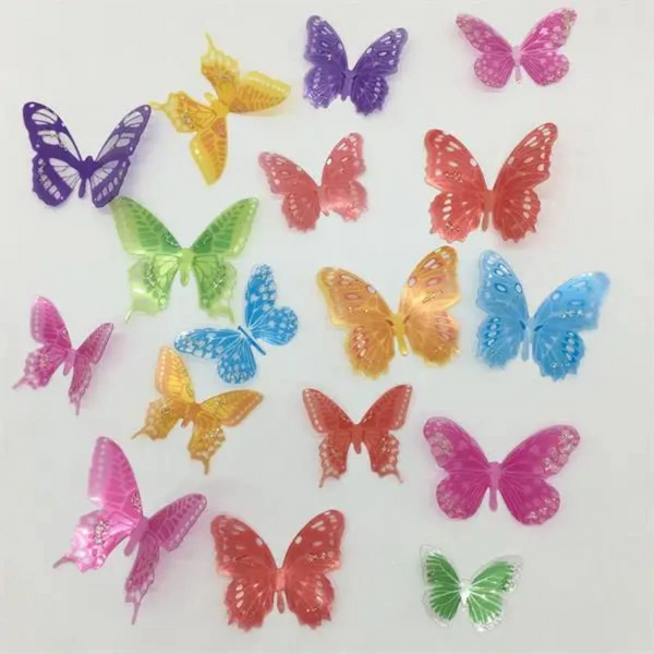 18Pcs/Set Black And White Crystal Butterflies Wall Sticker For Kids Rooms Art Mural Refrigerator Wedding Decoration Decals Wall Stickers